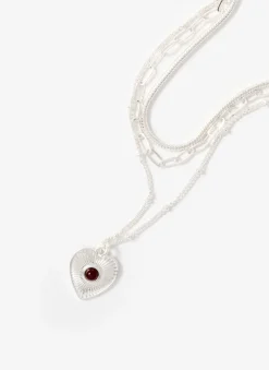 Outlet Tone Layered Heart Necklace Jewellery|Jewelry