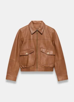 New Leather Collared Bomber Jacket Jackets|Leather & Suede Jackets