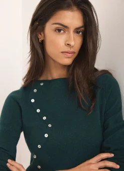 New Teal Cotton Blend Button Detail Jumper Jumpers|Jumpers & Cardigans