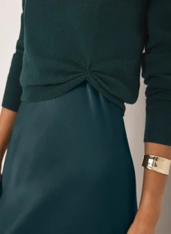 Online Teal Layered Satin Midi Dress Midi Dresses