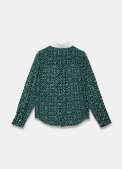 Outlet Teal Printed Sheer Shirt Shirts & Blouses