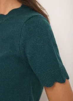 Best Teal Scallop Knit Top Knitted Tops|Knitted Tops