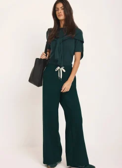 Discount Teal Side Stripe Wide Trousers Wide Leg Trousers|Trousers
