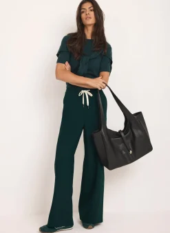 Discount Teal Side Stripe Wide Trousers Wide Leg Trousers|Trousers