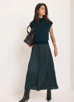 New Teal Wool Blend Sleeveless Knit Top Knitted Tops|Knitted Tops