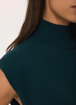 New Teal Wool Blend Sleeveless Knit Top Knitted Tops|Knitted Tops