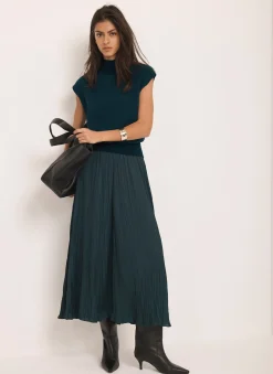 New Teal Wool Blend Sleeveless Knit Top Knitted Tops|Knitted Tops