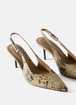 Hot Tori Neutral Snake Print Leather Heels Heels|Heels