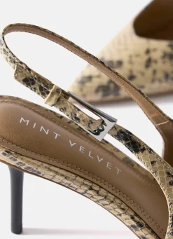 Hot Tori Neutral Snake Print Leather Heels Heels|Heels