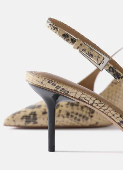 Hot Tori Neutral Snake Print Leather Heels Heels|Heels