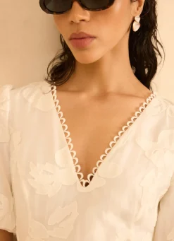 Hot White Cotton Blend Floral Maxi Dress Occasion Dresses|Occasion Dresses