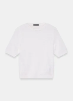 Hot White Cotton Blend Knit Top Knitted Tops|Knitted Tops
