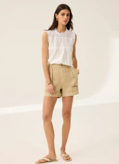 Online White Cotton Blend Lace Applique Top All Tops|Tops