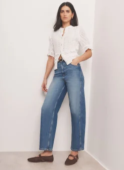 Online White Cotton Broderie Knit Top Knitted Tops|Knitted Tops