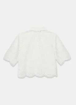 Online White Cotton Broderie Shirt Shirts & Blouses