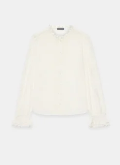 Hot White Cotton Embroidered Blouse Shirts & Blouses