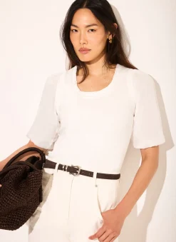 Hot White Cotton Puff Sleeve Top All Tops|Tops