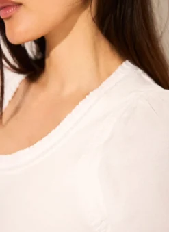 Hot White Cotton Puff Sleeve Top All Tops|Tops