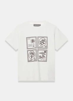 White Cotton Stamp Graphic T-Shirt T-Shirts|T-Shirts
