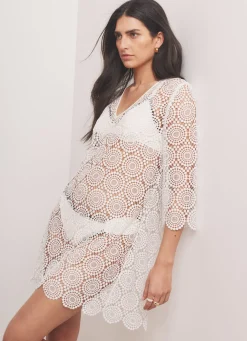 Best White Crochet Beach Mini Dress Summer Dresses|Mini Dresses