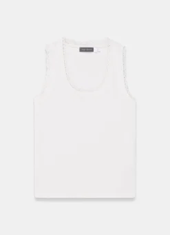 Outlet White Crochet Trim Vest Top T-Shirts|T-Shirts