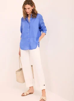 Outlet White Cropped Wide Chino Trousers Wide Leg Trousers|Trousers
