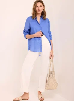 Outlet White Cropped Wide Chino Trousers Wide Leg Trousers|Trousers
