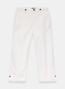 Outlet White Cropped Wide Chino Trousers Wide Leg Trousers|Trousers