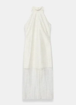 Hot White Disc Detail Fringed Midi Dress Occasion Dresses|Occasion Dresses