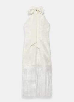 Hot White Disc Detail Fringed Midi Dress Occasion Dresses|Occasion Dresses