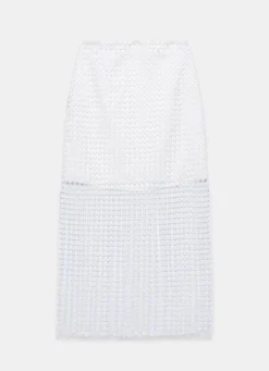 Outlet White Disc Detail Fringed Midi Skirt Mv Limited|Midi Skirts