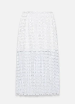 Outlet White Disc Detail Fringed Midi Skirt Mv Limited|Midi Skirts