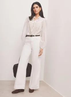Clearance White Floral Cutwork Detail Blouse Shirts & Blouses|All Tops