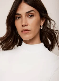 Outlet White High Neck Layering Top Essentials