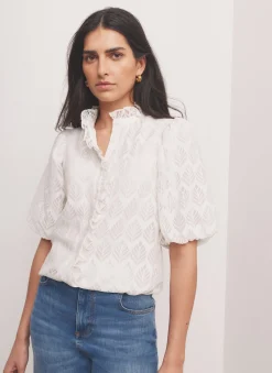 Sale Jacquard Ruffle Blouse All Tops|Tops