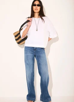 White Linen Blend Boxy T Shirt T-Shirts|T-Shirts