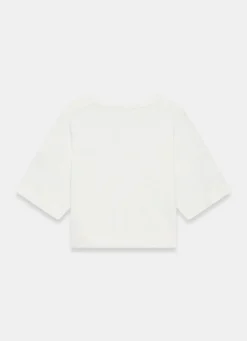 White Linen Blend Boxy T Shirt T-Shirts|T-Shirts