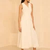 Hot White Linen Blend Waistcoat Maxi Dress Occasion Dresses|Occasion Dresses