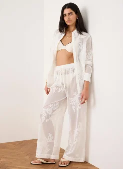 Outlet White Mesh Embroidered Shirt Shirts & Blouses