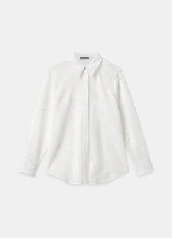 Outlet White Mesh Embroidered Shirt Shirts & Blouses