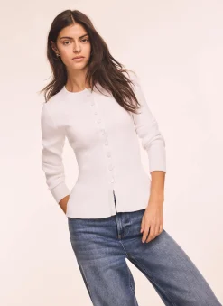 White Peplum Knit Cardigan Cardigans|Jumpers & Cardigans
