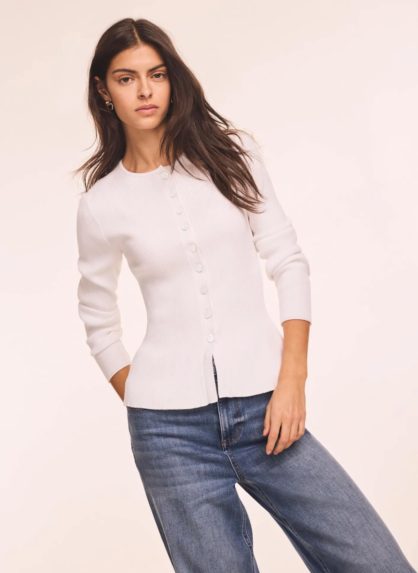 White Peplum Knit Cardigan Cardigans|Jumpers & Cardigans