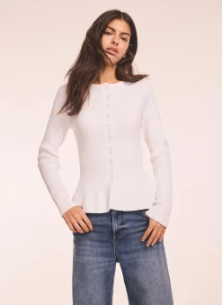 White Peplum Knit Cardigan Cardigans|Jumpers & Cardigans
