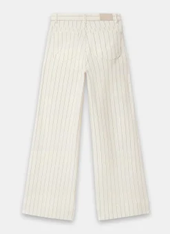 White Pinstripe Wide Jeans Jeans|Wide Leg Jeans