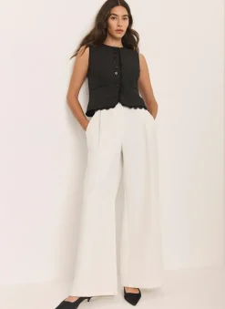 New White Pleated Wide Leg Trousers Wide Leg Trousers|Trousers