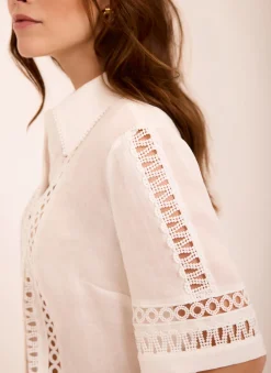 Clearance White Ramie Resort Shirt Shirts & Blouses|All Tops