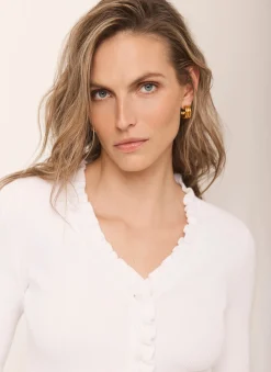Clearance White Ruffle Detail Cardigan Cardigans|Jumpers & Cardigans