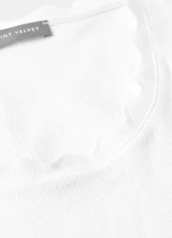 New White Scallop Trim Vest Top T-Shirts|T-Shirts