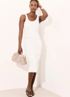 Discount White Sequin Mesh Midi Dress Summer Dresses|Midi Dresses