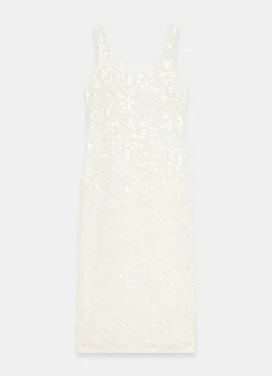 Discount White Sequin Mesh Midi Dress Summer Dresses|Midi Dresses
